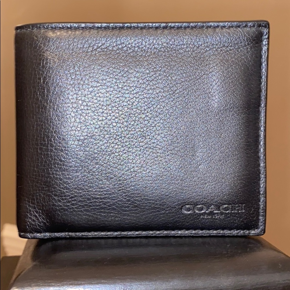 Coach black leather wallet for men